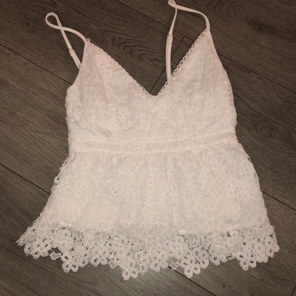 Abercrombie & Fitch Tops - White Lace Peplum Top